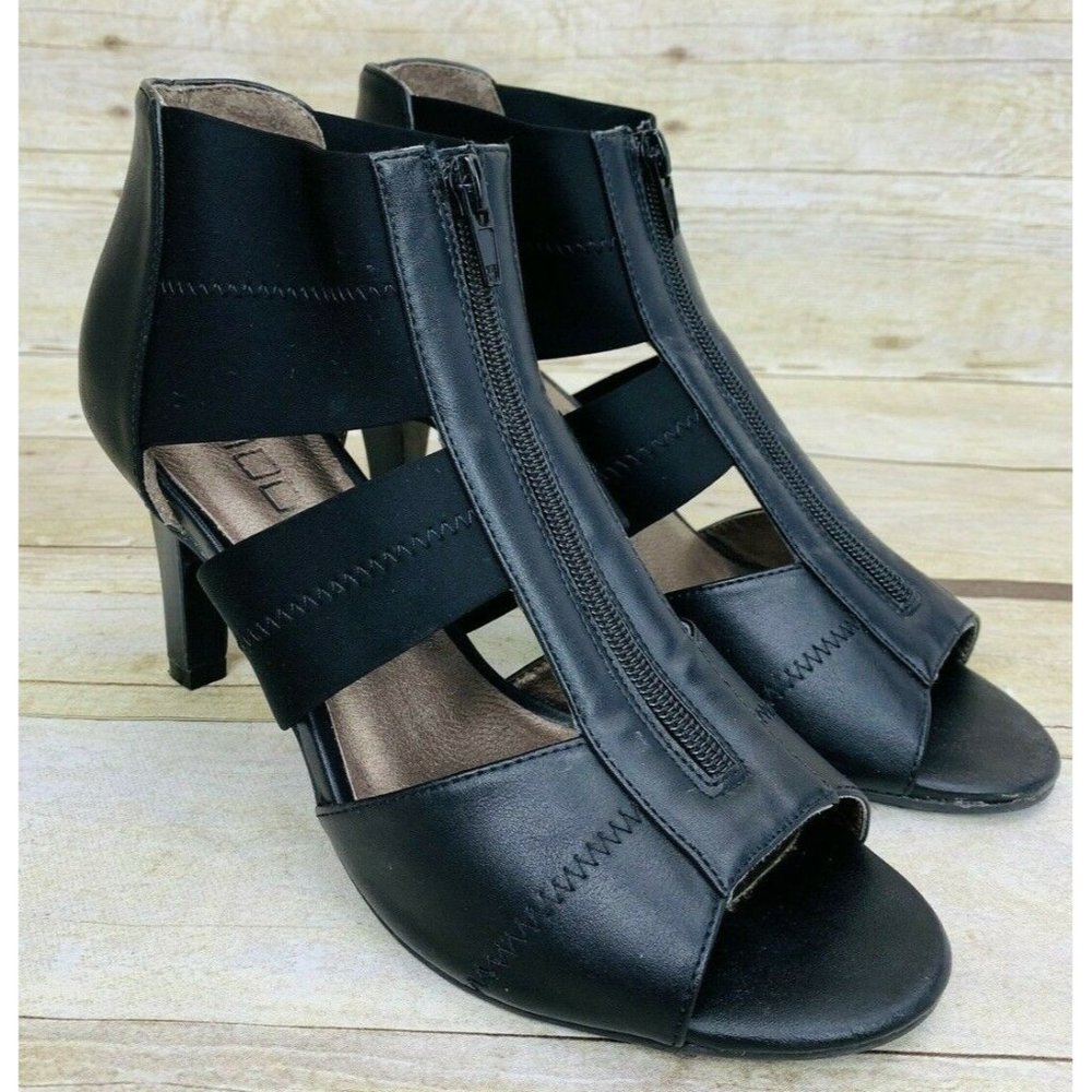 Moda Womens Black High Heel Ankle Booties Front Zipper Sz 8.5
